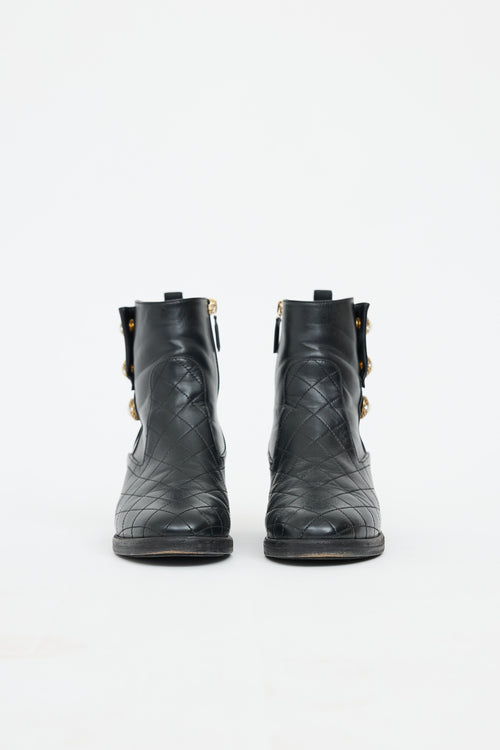 Chanel Quilted Lambskin Pearl Boot