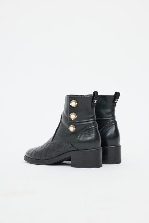 Chanel Quilted Lambskin Pearl Boot