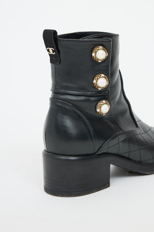 Chanel Quilted Lambskin Pearl Boot
