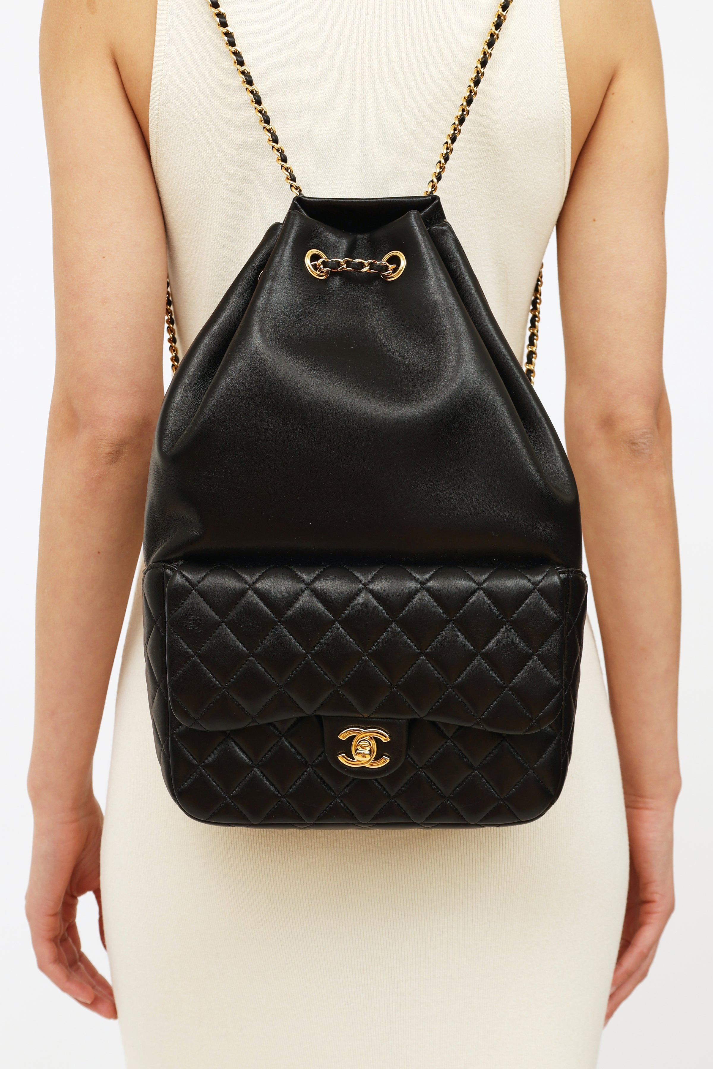 CHANEL Lambskin Quilted Large in Seoul Backpack Black 1291813