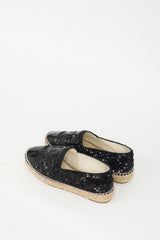Chanel Black Sequin & Patent CC Logo Espadrille