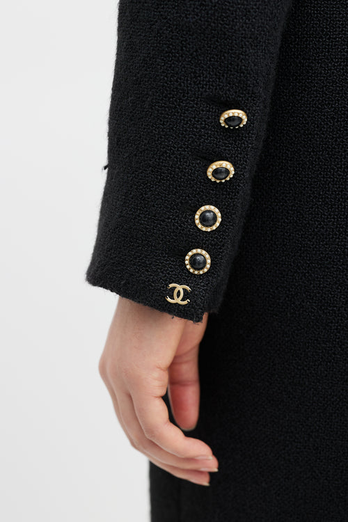 Chanel Black & Gold Silk Woven Coat