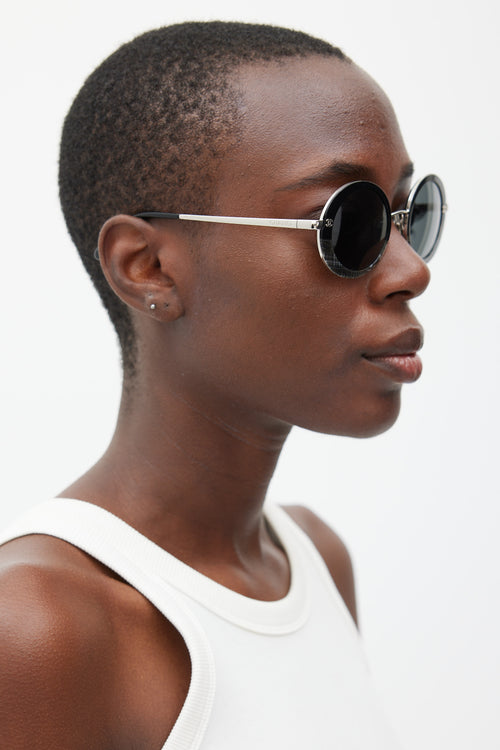 Chanel Black & Silver 4182 Circular Sunglasses