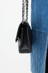 Chanel Black & Silver Classic Double Flap Shoulder Bag