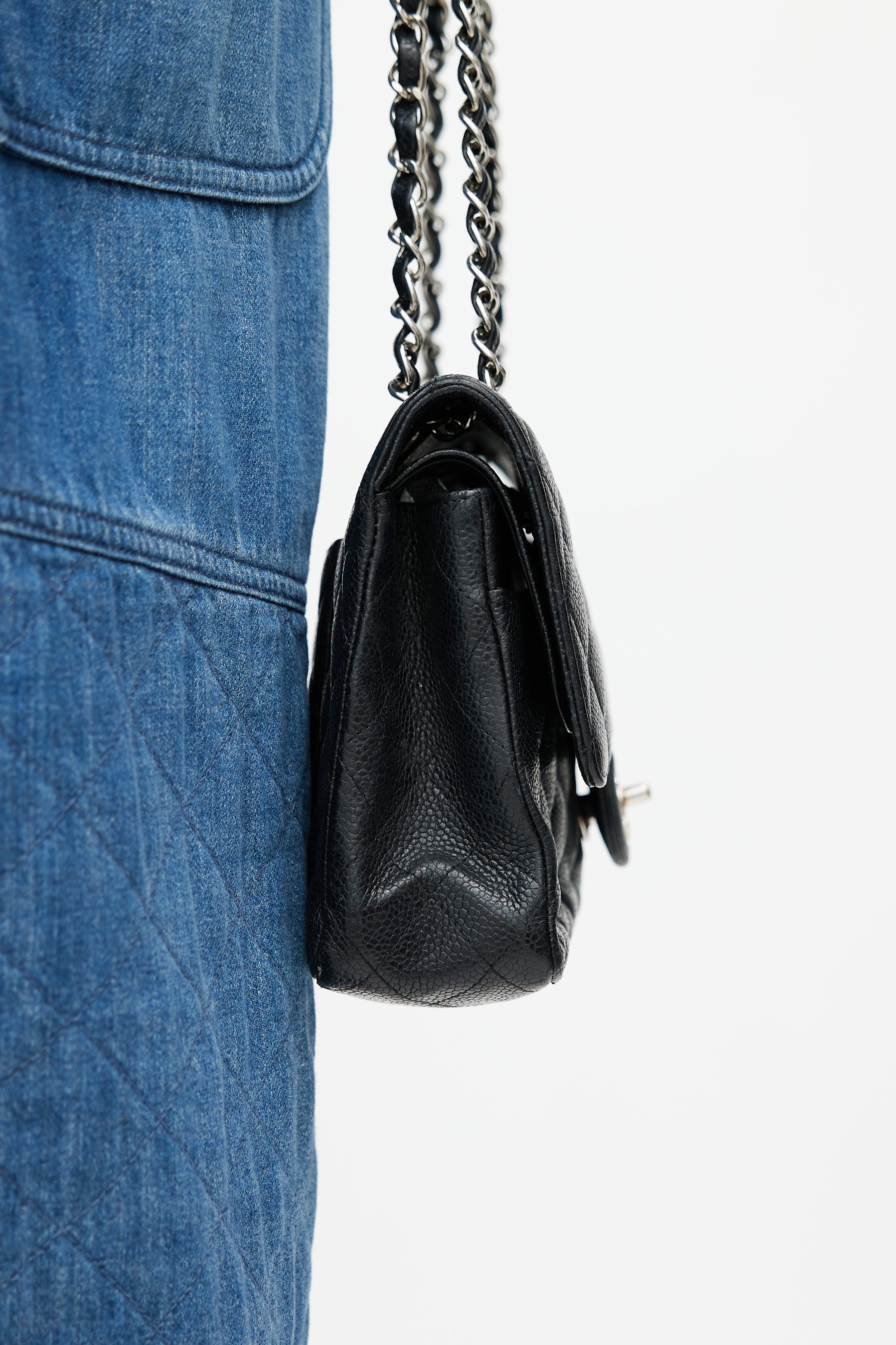 Chanel // Black & Silver Classic Double Flap Shoulder Bag – VSP Consignment