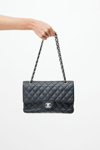 Chanel Black & Silver Classic Double Flap Shoulder Bag
