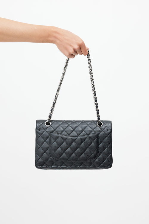 Chanel Black & Silver Classic Double Flap Shoulder Bag