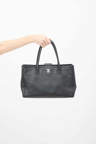 Chanel Black Leather CC Executive Cerf Tote Bag