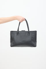 Chanel Black Leather CC Executive Cerf Tote Bag