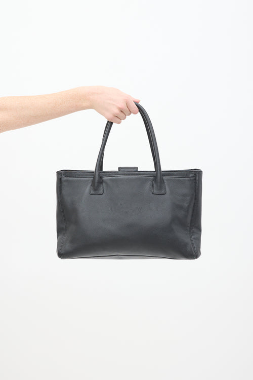 Chanel Black Leather CC Executive Cerf Tote Bag