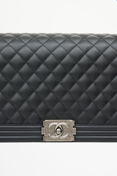 Chanel 2022 Black Quilted Caviar Leather Boy Bag