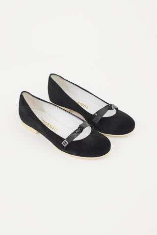 Chanel Black Suede Bow Flat