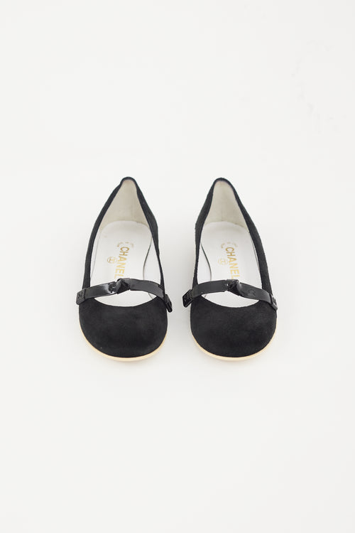 Chanel Black Suede Bow Flat