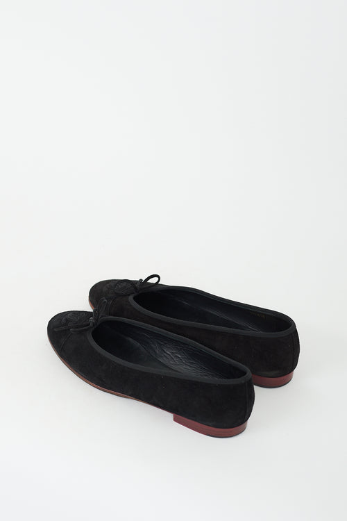 Chanel Black Suede CC Ballet Flat