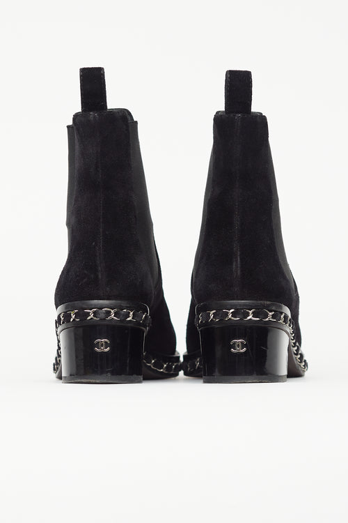 Chanel Black Suede Chelsea Ankle Boot