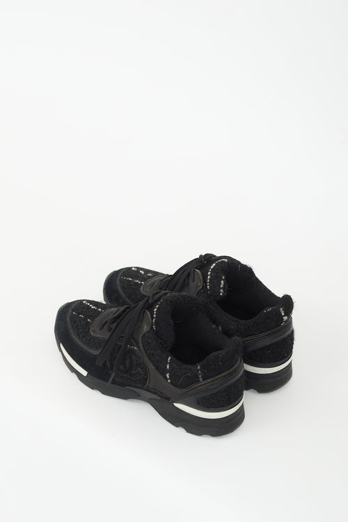 Chanel Black Tweed & Leather Sneaker