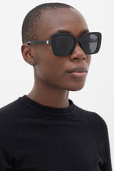 Chanel Black & White 5422-B Embellished Logo Sunglasses
