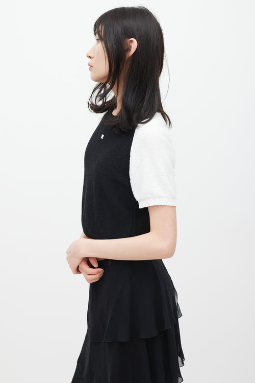 Chanel Black & White CC Short Sleeve Sweater