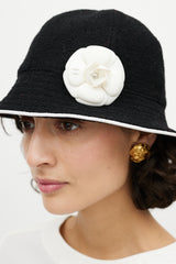 Chanel Black & White Camellia Bucket Hat