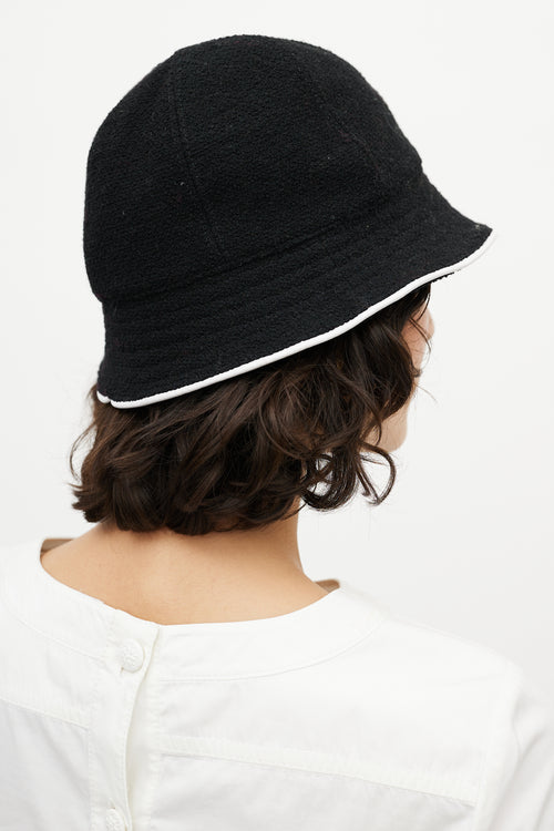 Chanel Black & White Camellia Bucket Hat