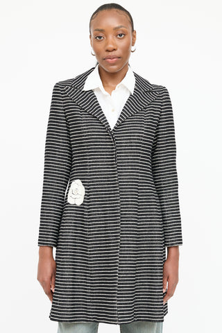 Chanel 2001 Cruise Striped Camelia Coat