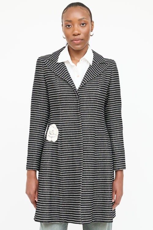 Chanel 2001 Cruise Striped Camelia Coat