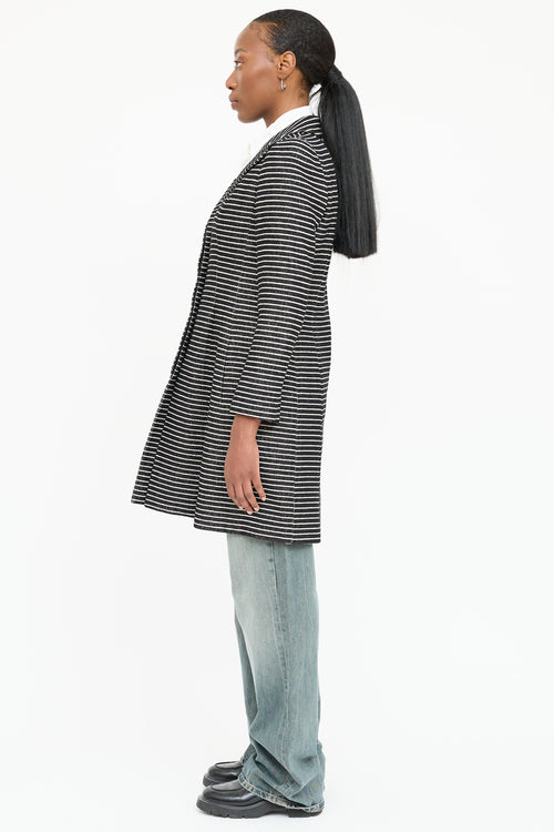 Chanel 2001 Cruise Striped Camelia Coat