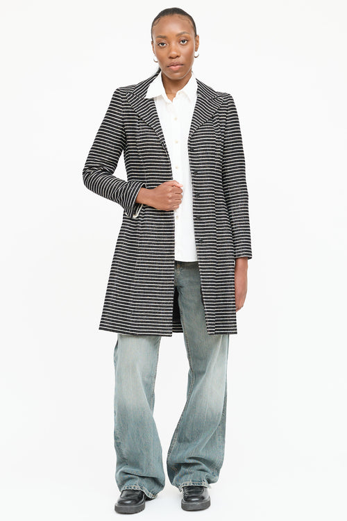 Chanel 2001 Cruise Striped Camelia Coat