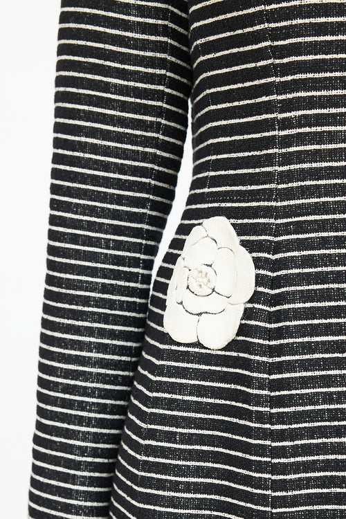 Chanel 2001 Cruise Striped Camelia Coat