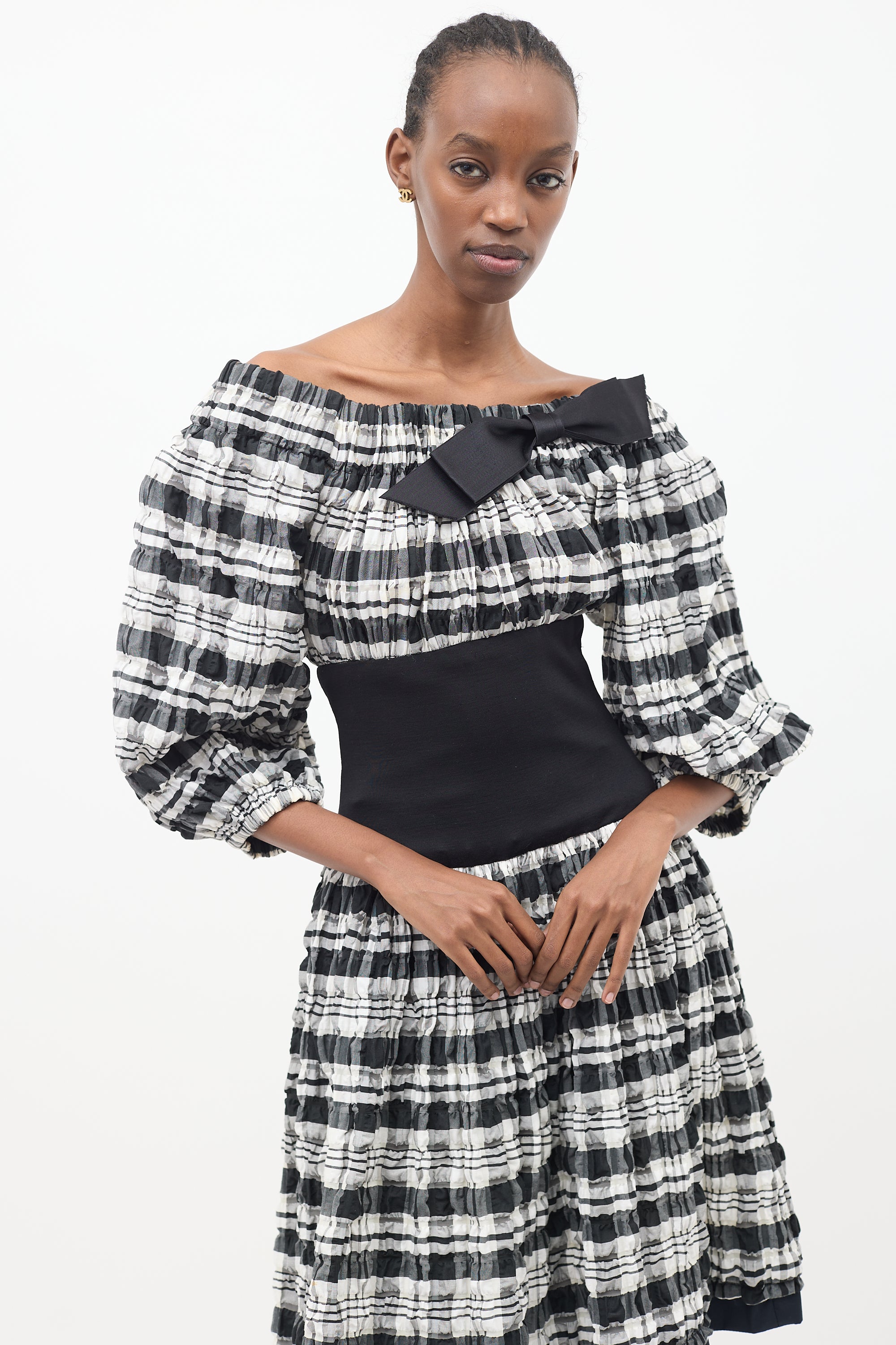 Chanel // Plaid Off Shoulder Dress – VSP Consignment