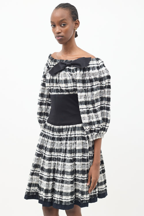 Plaid Off Shoulder Dress