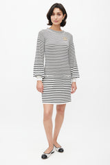 Chanel Black & White Knit Stripes Dress