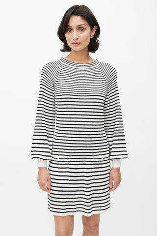Chanel Black & White Knit Stripes Dress