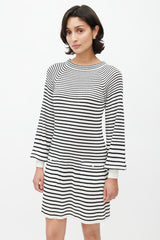Chanel Black & White Knit Stripes Dress