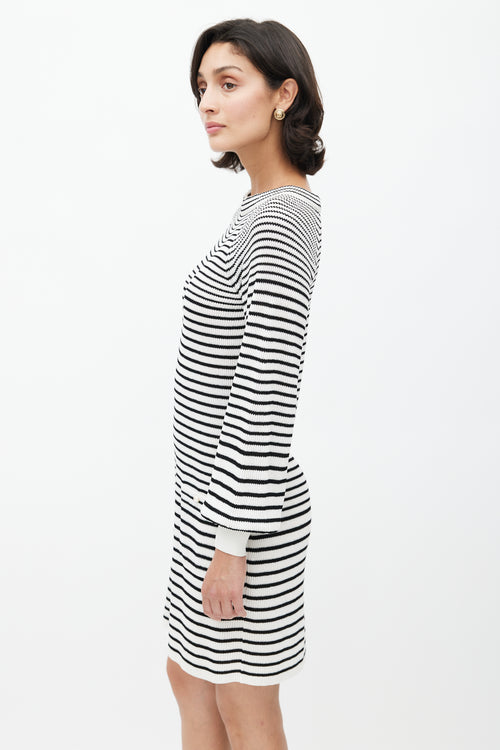 Chanel Black & White Knit Stripes Dress