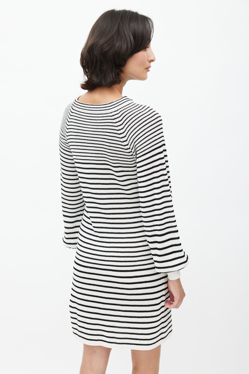 Chanel Black & White Knit Stripes Dress