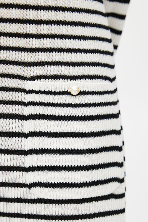 Chanel Black & White Knit Stripes Dress
