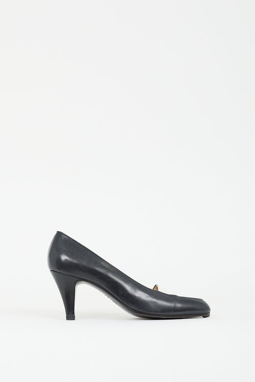 Chanel Black & White Leather Panelled Pump