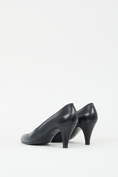 Chanel Black & White Leather Panelled Pump