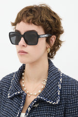 Chanel // Black & White Logo 5408 Square Sunglasses – VSP  display picture 1