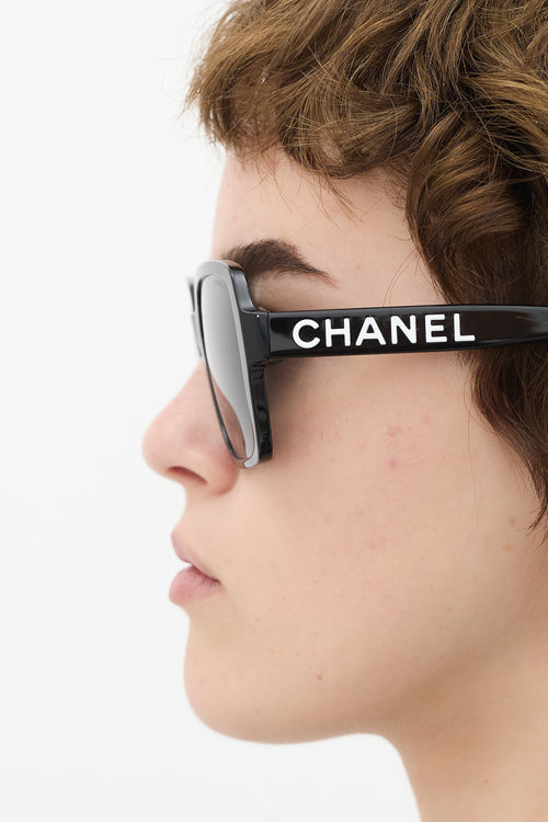 Chanel Black & White Logo 5408 Square Sunglasses