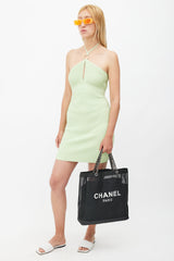 Chanel Black & White Mesh Logo Tote Bag