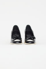 Chanel Black & White Patent Leather Boat Shoe Pump