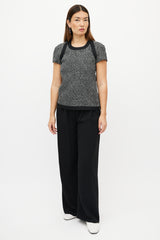 Chanel Black & White Wool Herringbone Boucle Top