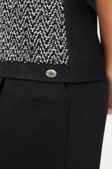 Chanel Black & White Wool Herringbone Boucle Top