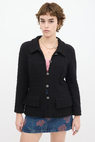 Chanel Black Wool & Mohair Two Pocket Jacket