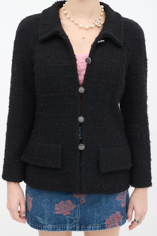 Chanel Black Wool & Mohair Two Pocket Jacket