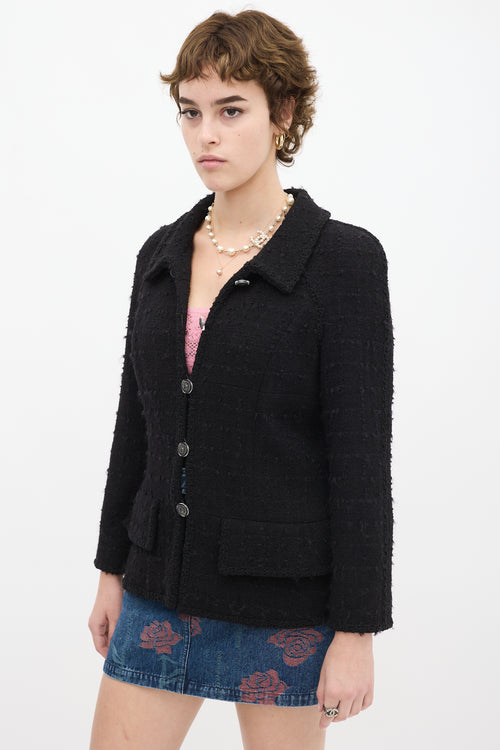 Chanel Black Wool & Mohair Two Pocket Jacket