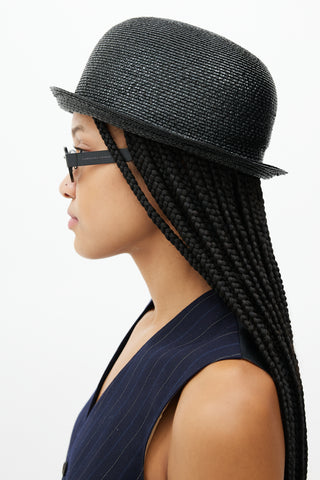 Chanel Black Woven Shiny Bowler Hat
