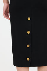 Chanel Black Zip Logo Midi Skirt